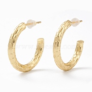 Brass Half Hoop Earrings, with Steel Pin and Plastic Ear Nuts, Long-Lasting Plated, Semicircular, Real 18K Gold Plated, 21x21x3mm, Pin: 0.8mm(EJEW-A056-04G)