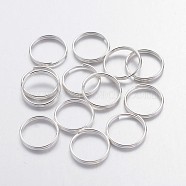 Silver Color Plated Iron Split Rings, Double Loops Jump Rings, Cadmium Free & Lead Free, 10x1.4mm,  about 8.6mm inner diameter, about 200pcs/50g(X-JRDS10mm)