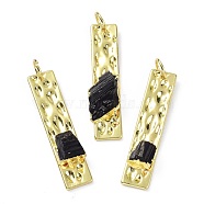 Natural Tourmaline Pendants, with Golden Brass Findings and Jump Rings, Rectangle, 40x9.5~11.5x7.5~8.5mm, Hole: 5mm(G-P453-02G-B-RS)