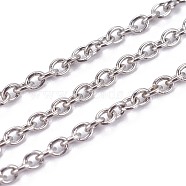 304 Stainless Steel Cable Chain, Soldered, with Spool, Oval, Stainless Steel Color, 2.5x2x0.5mm, about 65.61 Feet(20m)/roll(STAS-I107-14P)