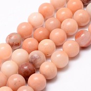 Natural Pink Aventurine Beads Strands, Round, 6mm, Hole: 1mm, about 61pcs/strand, 15 inch(38cm)(G-G735-41-6mm)