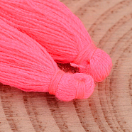 Cotton Thread Tassel Pendant Decorations, Hot Pink, 25~31x5mm, about 39~47pcs/bag(NWIR-P001-03-83)