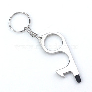 Alloy Bottle Openers, with Keychain, Multi-Function Beer Bottle Can Opener, Silver, 80mm(FAMI-PW0001-17G)