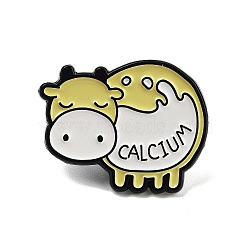 Mother Cow Alloy Enamel Brooch, Calcium Enamel Pins for Backpack Clothes, Cattle, 24x31x1.5mm(JEWB-S020-02D)