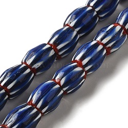 Handmade Lampwork Beads, Rondelle, Blue, 9~14x8~13mm, Hole: 2mm, about 53~61pcs/strand, 25~25.98''(63.5~66cm)(LAMP-B023-09A-02)