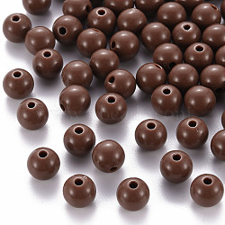 Opaque Acrylic Beads, Round, Sienna, 8x7mm, Hole: 2mm(X-MACR-S370-C8mm-A17)