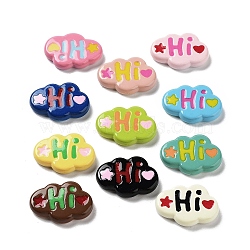 Opaque Resin Decoden Cabochons, Cloud with Word Hi, Mixed Color, 17x25x4.5mm(RESI-K035-05)