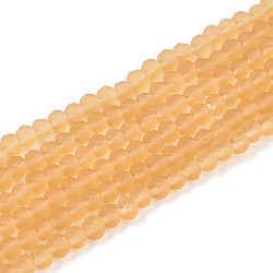 Transparent Glass Beads Strands, Faceted, Frosted, Rondelle, PeachPuff, 2.3~2.7x2mm, Hole: 0.4mm, about 150~155pcs/strand, 32~33cm(EGLA-A044-T1mm-MD23)