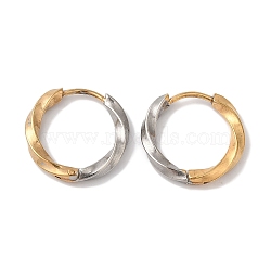 Twist Ring Ion Plating(IP) 304 Stainless Steel Two Tone Hoop Earrings for Women, Golden & Stainless Steel Color, 17x16mm(EJEW-L287-060GP)