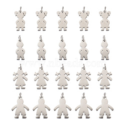 316 Stainless Steel Pendants, Boy and Girls, Stainless Steel Color, 20pcs/set(STAS-TA0004-10)