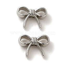 Rack Plating Alloy Beads, Cadmium Free & Nickel Free & Lead Free, Bowknot, Platinum, 10x13.5x4.5mm, Hole: 2mm(PALLOY-P304-20P)