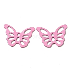 Spray Painted 201 Stainless Steel Pendants, Butterfly Charms, Pearl Pink, 15x10.5x0.5mm, Hole: 1.2mm(STAS-G304-19C)
