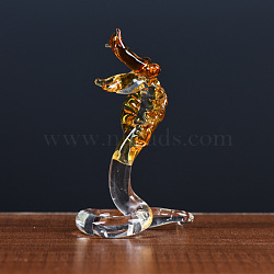 Glass Chinese Zodiac Figurines Statues for Home Office Desktop Feng Shui Ornament, Snake, 58.5x35.7x82.5mm(PW-WGC1701-05)