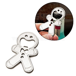 Christmas Alloy Beer Bottle Opener, Gingerbread Man, Platinum, 66.5x40mm, Hole: 3.5mm and 22.5x10mm(AJEW-K036-01P)
