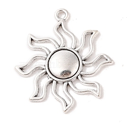 Tibetan Style Alloy Solar Eclipse Pendants, Cadmium Free & Lead Free, Sun, Antique Silver, 34x31x3mm, Hole: 2mm(X-TIBEP-R304-004AS-LF)