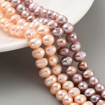 Natural Cultured Freshwater Pearl Beads Strands, Potato, Mixed Color, 6~7mm, Hole: 0.6mm, about 29pcs/strand, 6.69 inch(17cm)