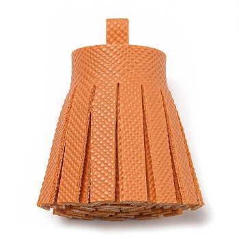 Imitation Leather Tassel Pendant Decorations, Dark Orange, 36x20~25mm, Hole: 6x5.4mm