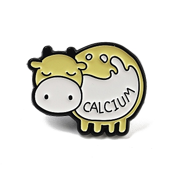 Mother Cow Alloy Enamel Brooch, Calcium Enamel Pins for Backpack Clothes, Cattle, 24x31x1.5mm