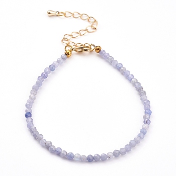 Faceted Natural Tanzanite Beaded Bracelets for Women, Golden, 7-1/4 inch(18.5cm)
