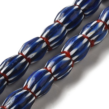 Handmade Lampwork Beads, Rondelle, Blue, 9~14x8~13mm, Hole: 2mm, about 53~61pcs/strand, 25~25.98''(63.5~66cm)