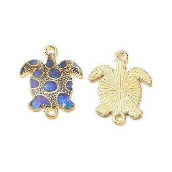 Printed Alloy Connector Charms, Sea Turtle Links, Cadmium Free & Nickel Free & Lead Free, Golden, Blue, 23.3~23.4x17.8~18x1.6mm, Hole: 1.7~1.8mm