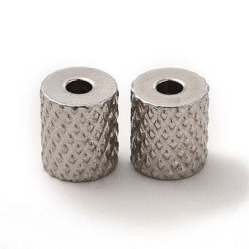 201 Stainless Steel Beads, Column, Stainless Steel Color, 7x6mm, Hole: 1.5mm