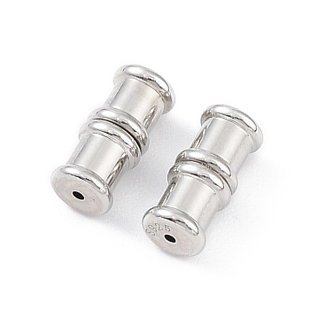 Anti-Tarnish Rhodium Plated 925 Sterling Silver Screw Clasps, Twist Clasps, Bamboo, Platinum, 11x5mm, Hole: 0.9mm