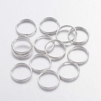 Silver Color Plated Iron Split Rings, Double Loops Jump Rings, Cadmium Free & Lead Free, 10x1.4mm,  about 8.6mm inner diameter, about 200pcs/50g