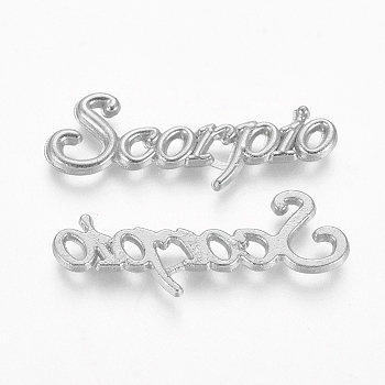 Silver Color Plated Alloy Cabochons, Twelve Constellations, Scorpio, 7~10x15~48x1.5~2mm
