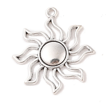 Tibetan Style Alloy Solar Eclipse Pendants, Cadmium Free & Lead Free, Sun, Antique Silver, 34x31x3mm, Hole: 2mm