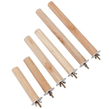 Parrot Perch Stand, Natural Wood Bird Stand, Perches, for Bird Cage, BurlyWood, 118~318x20~30mm, 6pcs/set