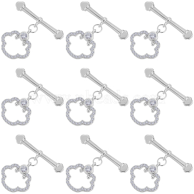 10Pcs Brass Micro Pave Clear Cubic Zirconia Toggle Clasps(KK-BBC0021-02P)-1