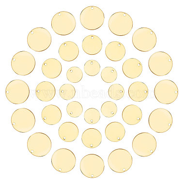 Real 18K Gold Plated Flat Round Brass Charms