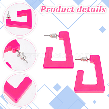 Elite 4 Pairs 4 Colors Acrylic Trapezoid Stud Earrings with 304 Stainless Steel Pins(EJEW-PH0001-14)-4