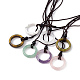 Natural Mixed Gemstone Ring Pendant Necklace with Nylon Cord for Women(NJEW-F306-02)-1