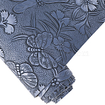 PU Leather Fabric, for DIY Craft Making Supplies, Flower Pattern, Marine Blue, 1370x301x0.8mm(DIY-WH20055-025C)