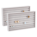 7-Slot Rectangle Velvet Wedding Ring Storage Display Trays, Light Grey, 12.5x21.2x2.3cm(AJEW-WH0471-129A)