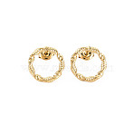 Ion Plating(IP) 304 Stainless Steel Hollow Ring Stud Earrings for Woman, Real 14K Gold Plated, 15mm, Pin: 0.7mm(X-EJEW-N097-003LG)