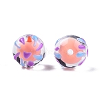 Transparent Acrylic Enamel Beads, Hand Painted Beads, Bead in Bead, Round, Light Salmon, 14~15x13mm, Hole: 2mm(TACR-G040-01H)