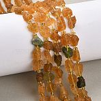 Raw Rough Natural Tourmaline Beads Strands, Nuggets, with Seed Beads, Goldenrod, 5~18x5~12x4~8mm, Hole: 1mm, about 30~45pcs/strand, 15.55''(39.5cm)~15.94''(40.5cm)(G-D101-A11)