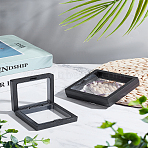 2Pcs 2 Styles Square Transparent PE Thin Film Suspension Jewelry Display Box, for Ring Necklace Bracelet Earring Storage, Black, 7~9x7~9x2cm, 1pc/style(CON-LP0001-44B)