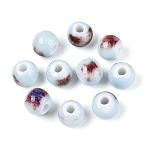 Handmade Porcelain Beads, Rondelle, Fancy Antique Glazed Porcelain, Alice Blue, 8.2~9x7~7.5mm, Hole: 2.5~3mm(PORC-T133-11B-12)