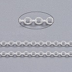 Brass Cable Chains, Soldered, with Spool, Oval, Cadmium Free & Lead Free, Silver, 2.5x2x0.45mm, about 301.83 Feet(92m)/roll.(CHC027Y-S)