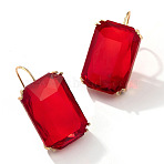 Rectangle Alloy Cubic Zirconia Dangle Earrings, Golden, FireBrick, 40x20mm(FS-WGB3F13-01)