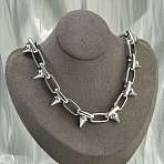 304 Stainless Steel Spike Link Chain Necklaces for Women Men, Stainless Steel Color, 18.70 inch(47.5cm)(NJEW-A043-02P)