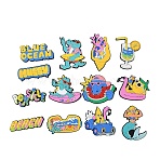 Beach Theme PVC Plastic Cabochons, Mixed Shapes, Mixed Color, 22~87x44~75x3.5~4mm(PL-CBABCB6-06)