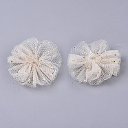 Organza Fabric Flowers, with Foil, for DIY Headbands Flower Accessories Wedding Hair Accessories for Girls Women, Wheat, 42x5mm(FIND-R076-01I)