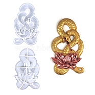DIY Snake & Lotus Wall Decoration Silicone Molds, Resin Casting Molds, for UV Resin, Epoxy Resin Craft Making, White, 191x118x17mm(SNAK-PW0001-20A)
