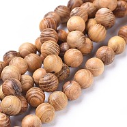 Natural Wood Beads Strands, Round, BurlyWood, 10mm, Hole: 1.2mm, about 40pcs/strand, 15.7 inch(40cm)(WOOD-F008-05-D)