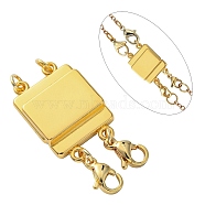 Zinc Alloy Box Magnetic Clasps Converter, Multi-Strand Clasps, Necklace Layering Clasps, Cadmium Free & Lead Free, Rectangle, Light Gold, 33x14x4mm(PALLOY-C159-01LG)
